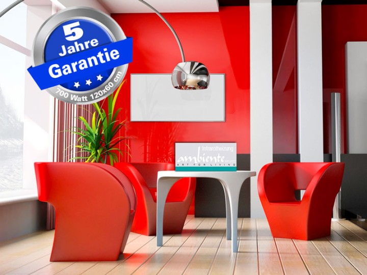 Infrarotheizung 700 Watt ESG Glas schwarz 120x60 M10 mit Optionen