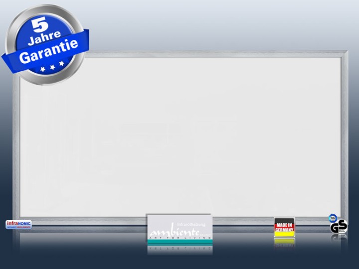 Infrarotheizung Glas weiß 700 Watt 120x60 M23 mit Optionen