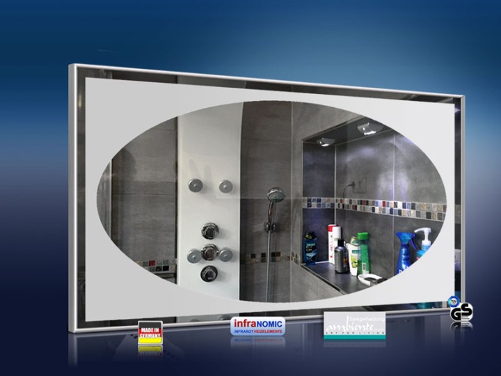 Design Spiegel mit Infrarotheizung 600 Watt M10 Oval