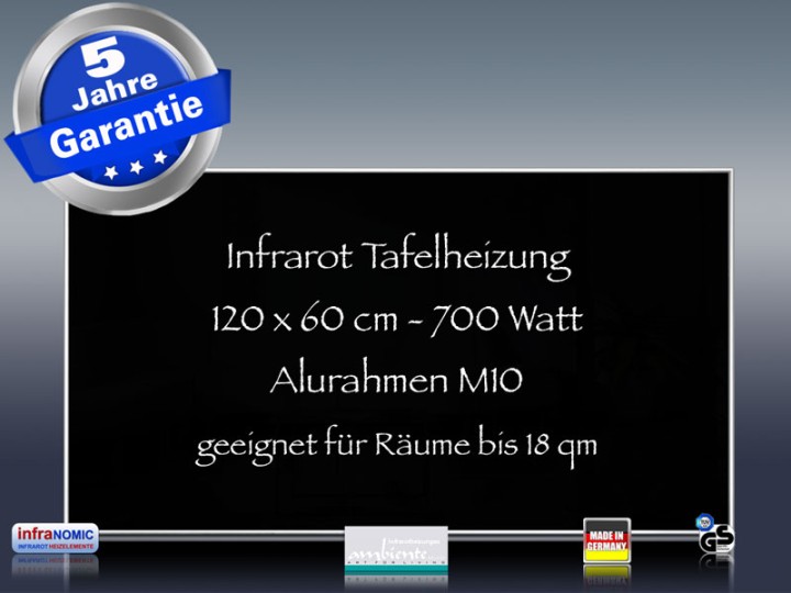 Infrarotheizung weiß Spiegelheizung Bad 600 Watt 110x60 M10
