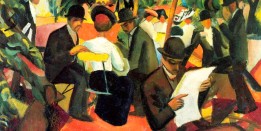 Macke: Gartenrestaurant Motiv für Infrarot Bildheizung 120x60