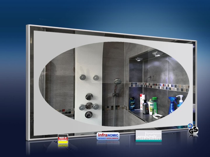 Design infrarot Bad Spiegelheizung 700 Watt 120x60 M10 Oval Design