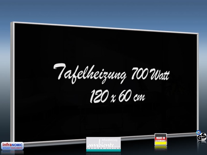 Infrarotheizung Tafelheizung Schreibtafel ESG Glas 700 Watt 120x60 M10