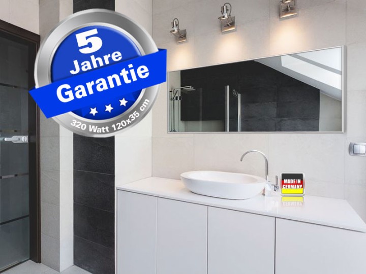 Infrarotheizung weiß Spiegelheizung Bad 320 Watt 120x35 M10